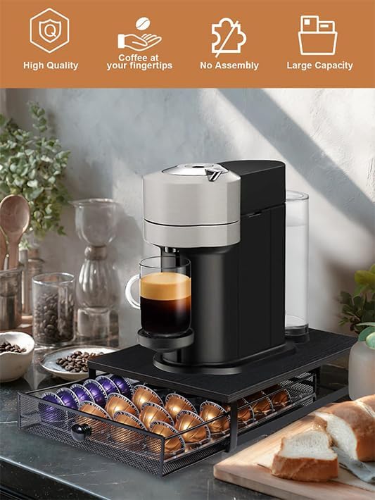 Sedegn Nespresso Vertuo Pod Holder: Capsule Organizer with Sliding Drawer