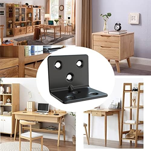 Black Stainless Steel Shelf Bracket,Joint Right Angle Bracket,L Shape Heavy Duty Metal Corner Brace Shelf Supporter for 