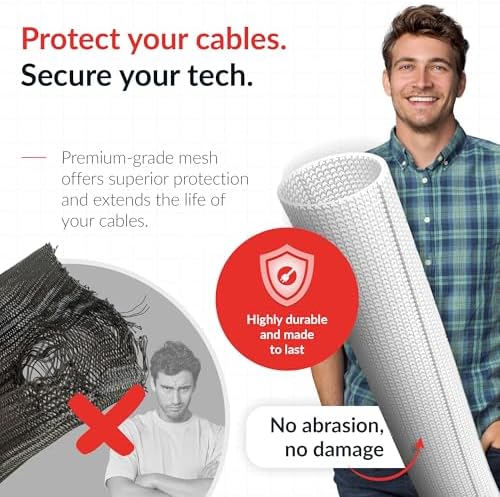 Cable Tube – Self-Closing & cuttable Cable Sleeve – Flexible Cable Channel for Cable Management at desks, PCs, TVs, etc.