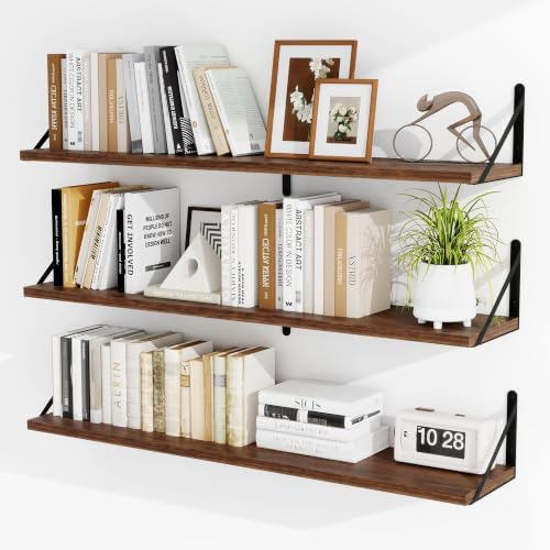 Heimlove Floating Book Shelves for Wall,39.37Inches Long Wall Mounted Bookshelves,Heavy Duty Bracket Shelves for Living 