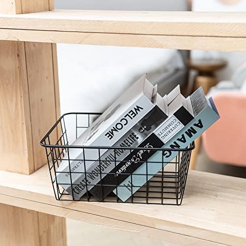 JUNCHU CHERRY Wire Kitchen Storage Basket 4 Packs,Perfect Pantry Organization Accessories Baskets,Laundry Basket,Counter