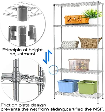 HCY Heavy Duty 5-Tier Storage Shelf - Adjustable Metal Rack for Laundry, Bathroom, Kitchen, Garage & Pantry Organization