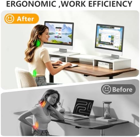 TAVR Dual Monitor Stand Riser, Wooden Computer Monitor Stand for 2 Monitors