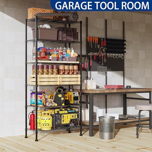 REGILLER 6-Wire Shelving Metal Storage Rack Adjustable Shelves,Standing Storage Shelf Units for Laundry Bathroom Kitchen