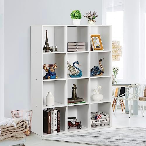 ZenStyle 12 Cube Storage Organizer, Freestanding Bookcase Bookshelf, Modern Multipurpose Display Cabinet for Living Room