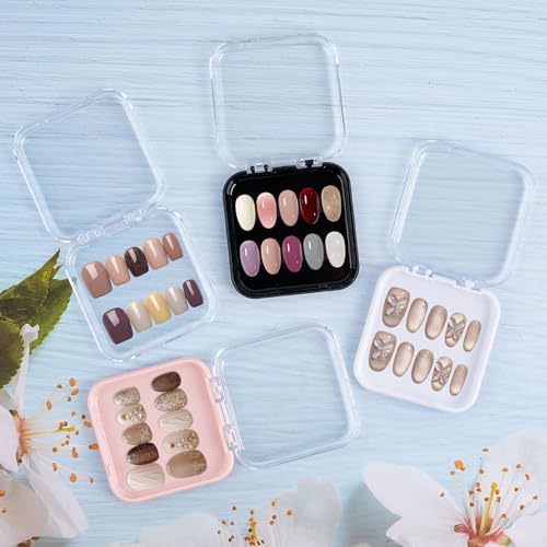 48 Sets Press On Nail Storage Box, Artificial Nail Display Case Acrylic Nail Boxes Press On Nail Packaging Box, Adhesive