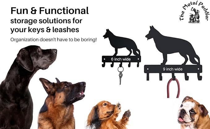 Boxer (Natural Ears) Key Holder with 5 Hooks Small 6" | 5 Hooks, Made in USA