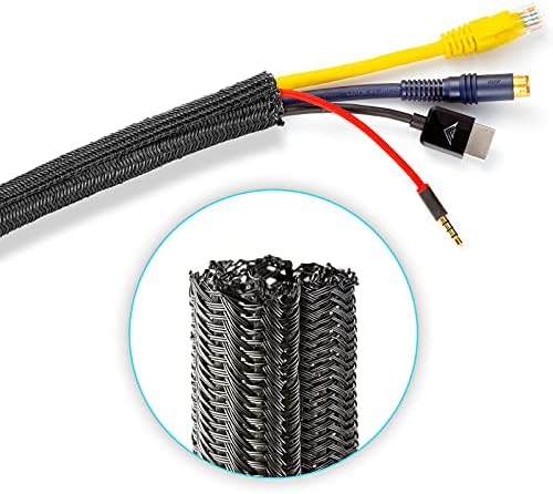 Maximm Cable Management Wire Loom 30ft 1/4 Inch Black Split Cord Protector