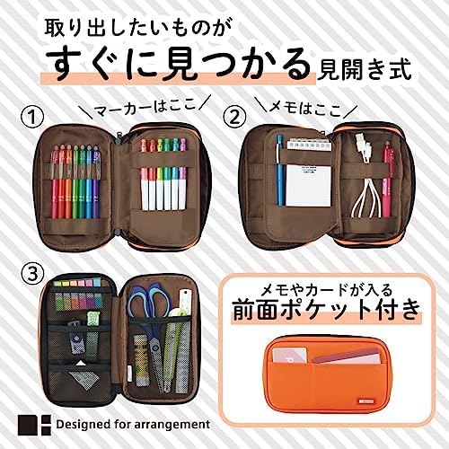 LIHIT LAB Large Capacity Double Zipper Pencil Case For School Office College, Big Capacity 6 Compartments Pencil Bag Holder Adults Teen Boys Girls, Travel Cosmetics Storage, Ice Gray Camo (A7555-135)