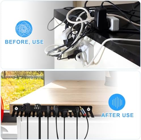 OSALADI Wall Mount Cable Rack with 19 Slots Steel Cable Organizer for 5.5-9.5Mm Wire Management Home Office Storage