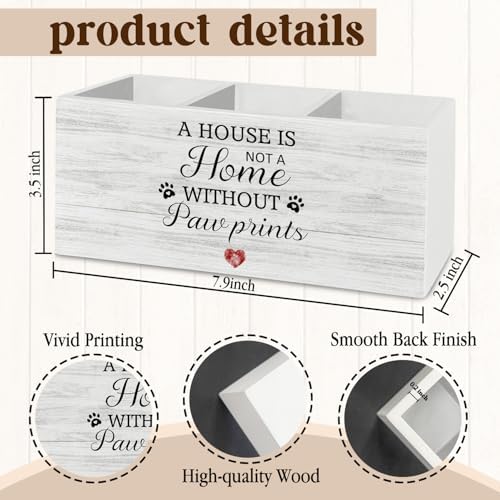 Dog Pen Pencil Holder Organizer for Desk Accessories, Dog Mom Dad Lovers Gifts, a House Is Not a Home Without Paw Prints Wooden Box Sign Desk Decor for Home Decoration, Pet Lover Gifts