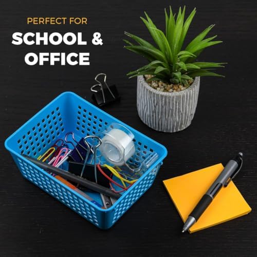YBM Home 3-Pack Plastic Storage Baskets Bins for Home Junk Drawer, Shelves, and Office Organization, Functional Trays/Co