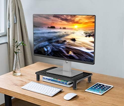 Husky Mounts Monitor Riser Laptop Stand, Adjustable Legs, Stackable, 14.5 x 9.25 x 3.125 Inches Max Height, Matte Black 