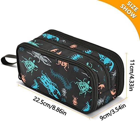 Fisyme Insect Bugs Print Pencil Case Large Capacity Pen Box Makeup Pouch Holder Organizer Stationery Bag for School Office College Traval Adults