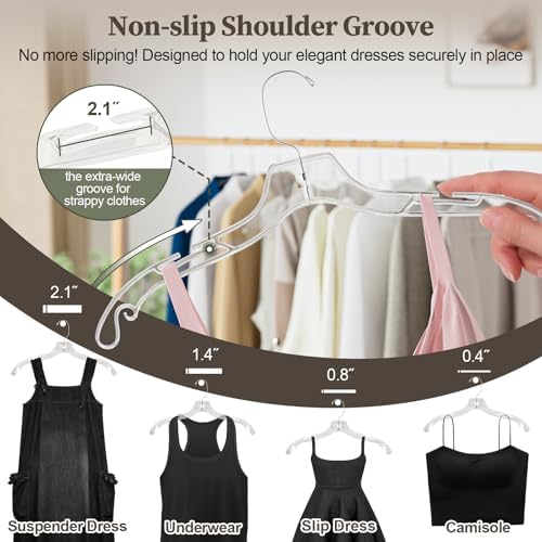 Clear Plastic Hanger 25 Pack, Heavy Duty Clothes Hangers