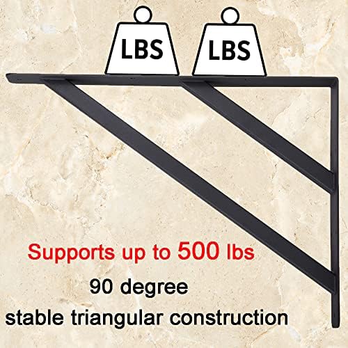 2Pcs Heavy Duty Shelf Bracket Countertop Support Brackets 16"x12" Wall Mounted Floating Shelf Bracket,Solid Fireplace Me