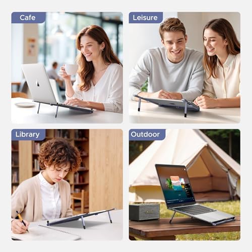 UGREEN Portable Laptop Stand, Foldable & Compact Aluminum Computer Stand Holder for Desk, Adjustable Ergonomic Laptop Ri