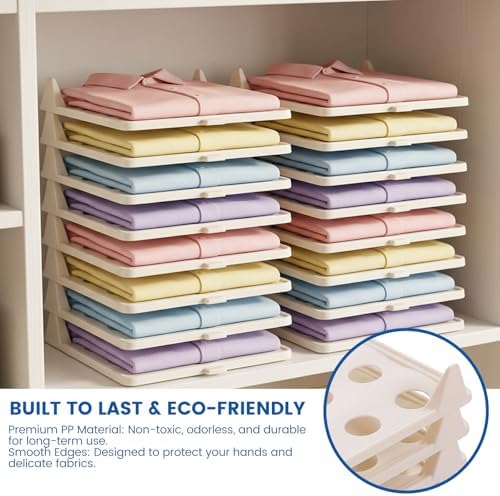 22 Pcs Clothes Organization Set - 2 Large Shirt Folding Board 27" X 23" & 20 Pack Stackable T-Shirt Organizer Trays, Dur