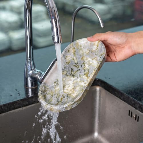 Koville Green Marble Vanity Tray for Bathroom Countertop