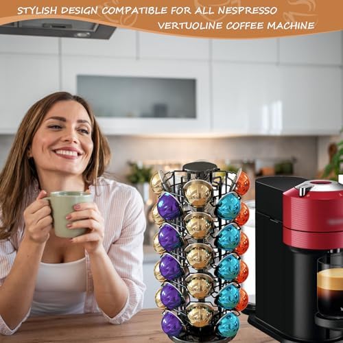 Nespresso Pods Holder Tower Stand,Vertuo Pod Holder 40 Pods Capacity,Black