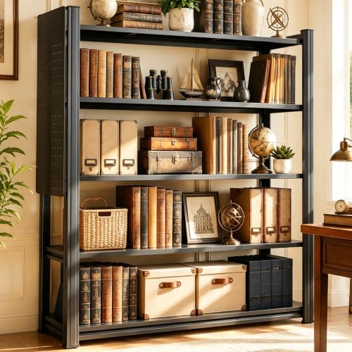 Bolt-Free Book Shelf, Metal Adjustable Bookshelf, Wide Heavy Duty Bookcase