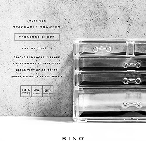BINO THE MANHATTAN SERIES Acrylic Makeup Drawer Organizer-3 Large 2 Small Drawer | Clear Beauty Organizers and Storage| 