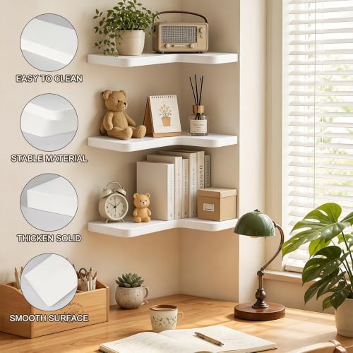 Floating Corner Shelves Solid Pinewood Wall Mounted Shelf