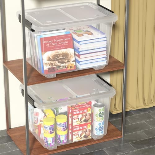 4-Pack 50 Qt Lidded Storage box, Large Clear Plastic Bin with Wheels