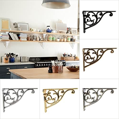 Shelf Brackets 8 Inch 4PCS Heavy Duty White Wall Bracket Baroque Kitchen Decorative Rack Shelves, Including All Hardware