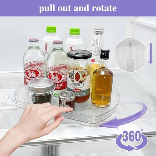 Incostar 360° Rotating Lazy Susan Turntable Organizer - Multifunctional 11.8" x 8.7" Rectangular Organizer for Refrigera