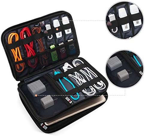BUBM Double Layer Electronic Accessories Organizer, Travel Gear Bag for Cables, USB Flash Drive, Plug and More, Perfect 