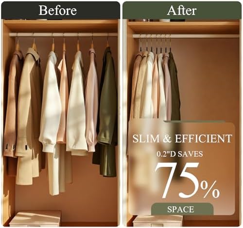 Korpai 50 Pack Black Velvet Hangers, Non Slip,Durable,Slim Hangers Space Saving,Felt Hangers with Gold 360°Swivel Hook for Coats,Strappy Dresses,Shirts,Sweater ect