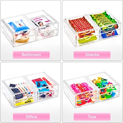 Sorbus Acrylic Drawers, Clear Makeup Organizer for Vanity (4 Drawers)