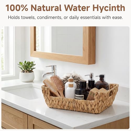 StorageWorks Pantry Baskets for Organizing, Woven Baskets, Water Hyacinth