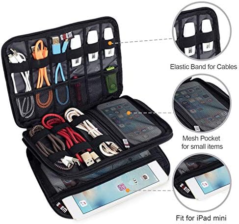 BUBM Double Layer Electronic Accessories Organizer, Travel Gadget Bag for Cables, USB Flash Drive, Plug and More, Perfec