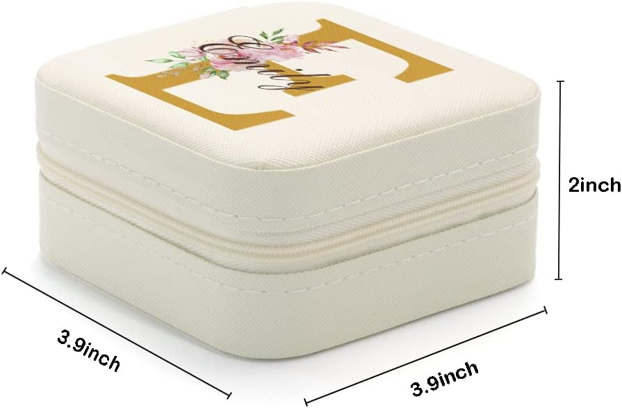 Bridesmaid Gifts Jewelry Box Personalized Small Jewelry Travel Case Custom PU Leather Portable Bridesmaid Proposal Boxes Mini Jewellery Organizer Storage Earrings Rings Necklaces for Women Girls-Pink