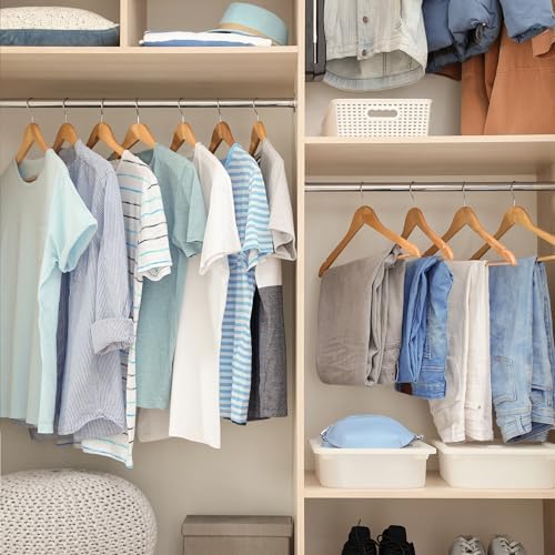 LUX Decor Wooden Hangers 30 Pack - Non-Slip Coat & Suit Hangers with 360° Swivel Hook, Smooth Finish, Heavy Duty Natural Color Clothes Hangers for Jacket, Shirt, Pants