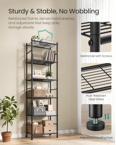 SONGMICS 6-Tier Wire Shelving Unit, Steel Storage Rack, Easy Assembly