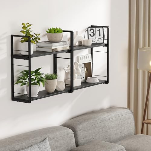 2-Layer Wall Bookshelf for Book Storage, Floating Book Shelves for Wall, Space Saver, 16in Stud Hanging Books helf, Beds