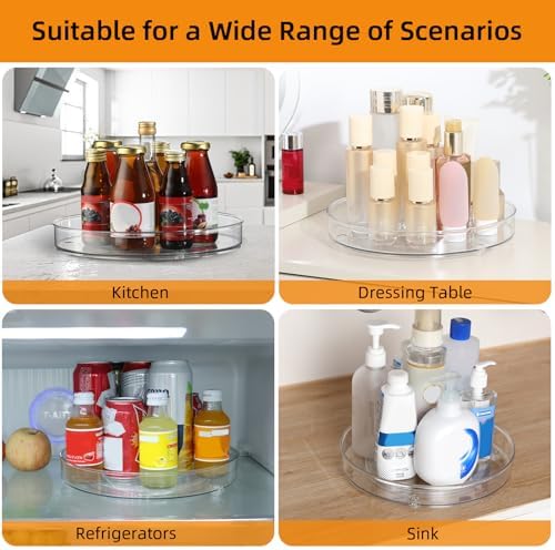 Clear Lazy Susan Organizer, 11 Inch Lazy Susan Turntable for Cabinet, Refrigerator, Pantry Organization and Storage for 
