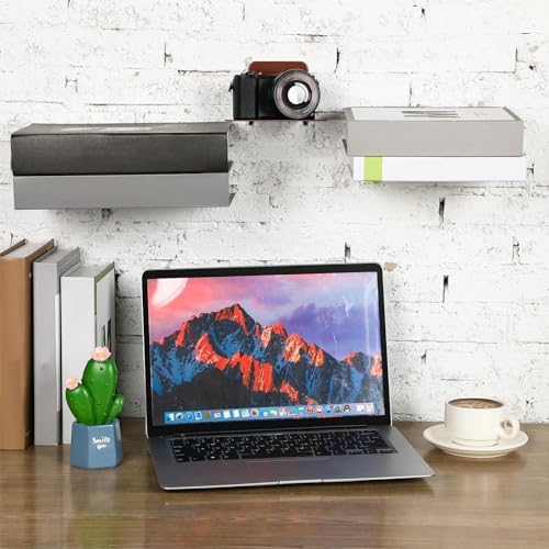 Jetec 6 Pack Invisible Bookshelf Wall Mounted Metal Heavy Duty, Silver Grey