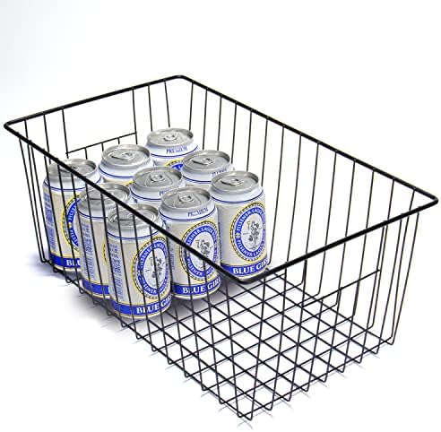 Upright Freezer Organizer Bins， Freezer Baskets for 16, 17, 21 cu.ft Standup Freezer, Wire Storage Baskets with Built-in