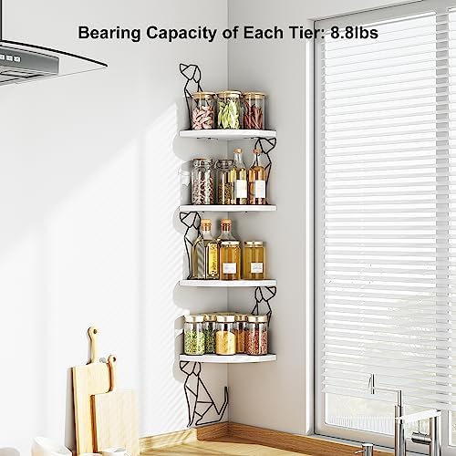 Alsonerbay 4-Tier Dog Shaped Corner Shelf Wall Mount, White