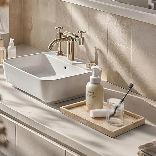 Vanity Tray Italy Travertine Stone for Jewelry, Perfume, Makeup, Candle Large Natural Marble Decorative Trays for Bathro