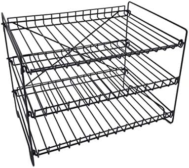 FixtureDisplays 16" x 12.5" x 10" Wire Rack for Countertop Use with 3 Open Shelves, Black 10085-NEW