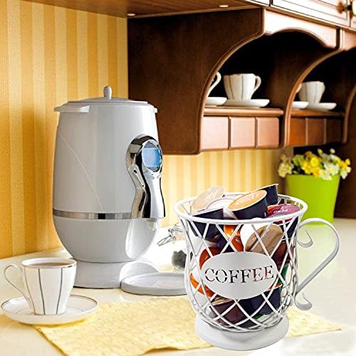 Coffee Pod Holder Mug Shape Multi Use K Cup Holder Coffee Station organizer Storage Wire Basket Food Storage for Counter