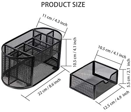 Desk Organizer, Office Supplies Pen Holder Organizers Multi-Functional Mesh Desk Organization Storage with 8 Compartments and 1 Drawer Stationery Caddy Oval for Office School Home Supply