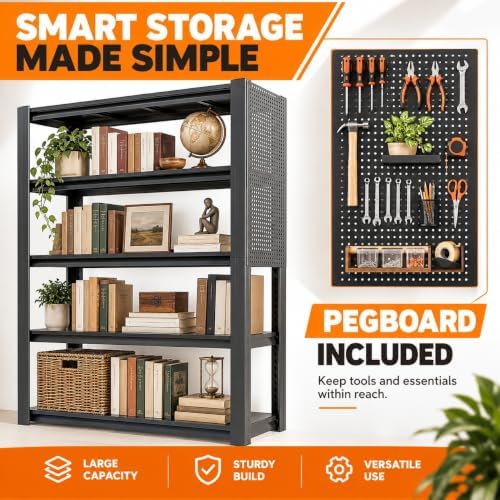 Bolt-Free Book Shelf, Metal Adjustable Bookshelf, Wide Heavy Duty Bookcase