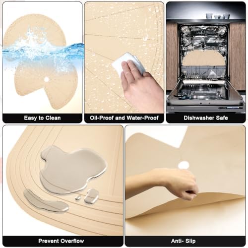 2 PCS 26" Lazy Susan Shelf Liner, Jaxbo Silicone Lazy Susan Liner for Dual Tier Pie Cut Organizer,Non-Slip Thermal Prote