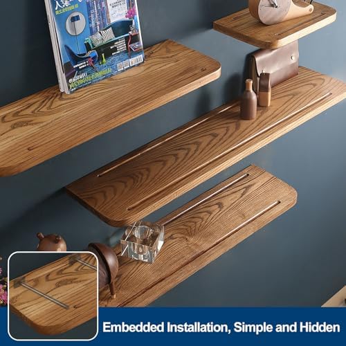 4 Pcs 8" Black Solid Steel Floating Shelf Bracket Blind Shelf Supports - Hidden Brackets for Floating Wood Shelves - Con